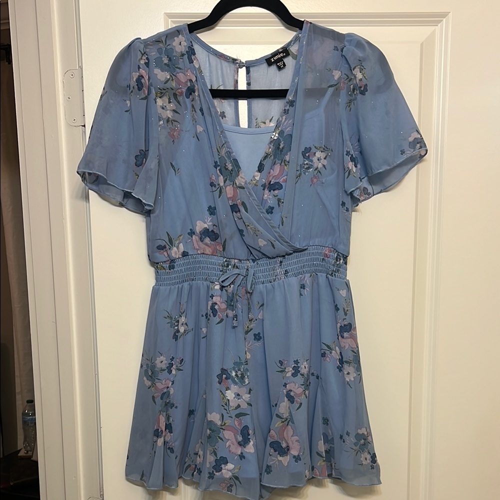Blue Floral Romper